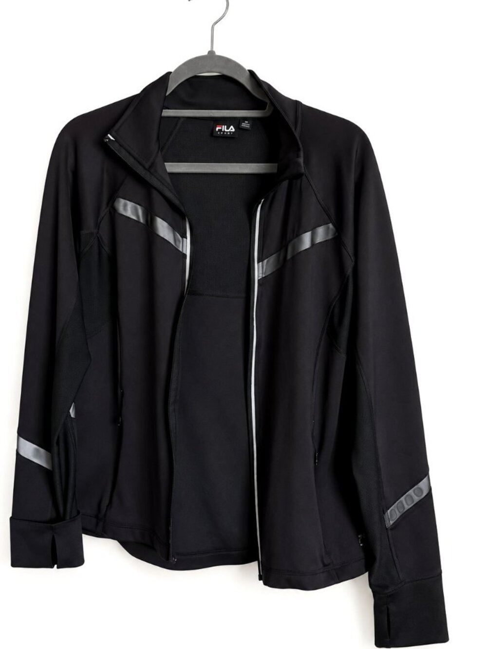 FILA Sport Black Reflective Running Jacket Size M